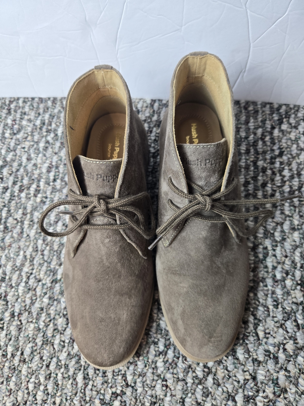 Hush Puppies Taupe Suede Lace-Up Ankle Booties